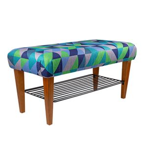 Banco Sapateira Geométrica Azul E Verde 80X40cm - Renata Sader