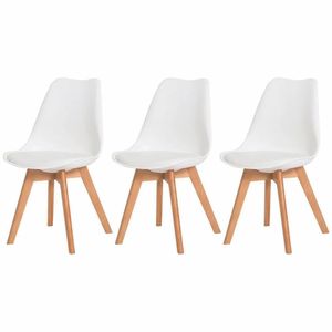Conjunto 3 Cadeiras Estofadas De Jantar Cozinha Saarinen Leda Wood Design Branca