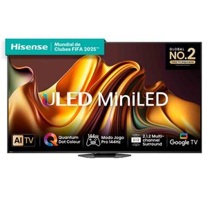 Smart TV Hisense QLED 4K UHD 85" Polegadas 85U8N com Mini LED Sleep Timer, Entrada HDMI e Wi-Fi