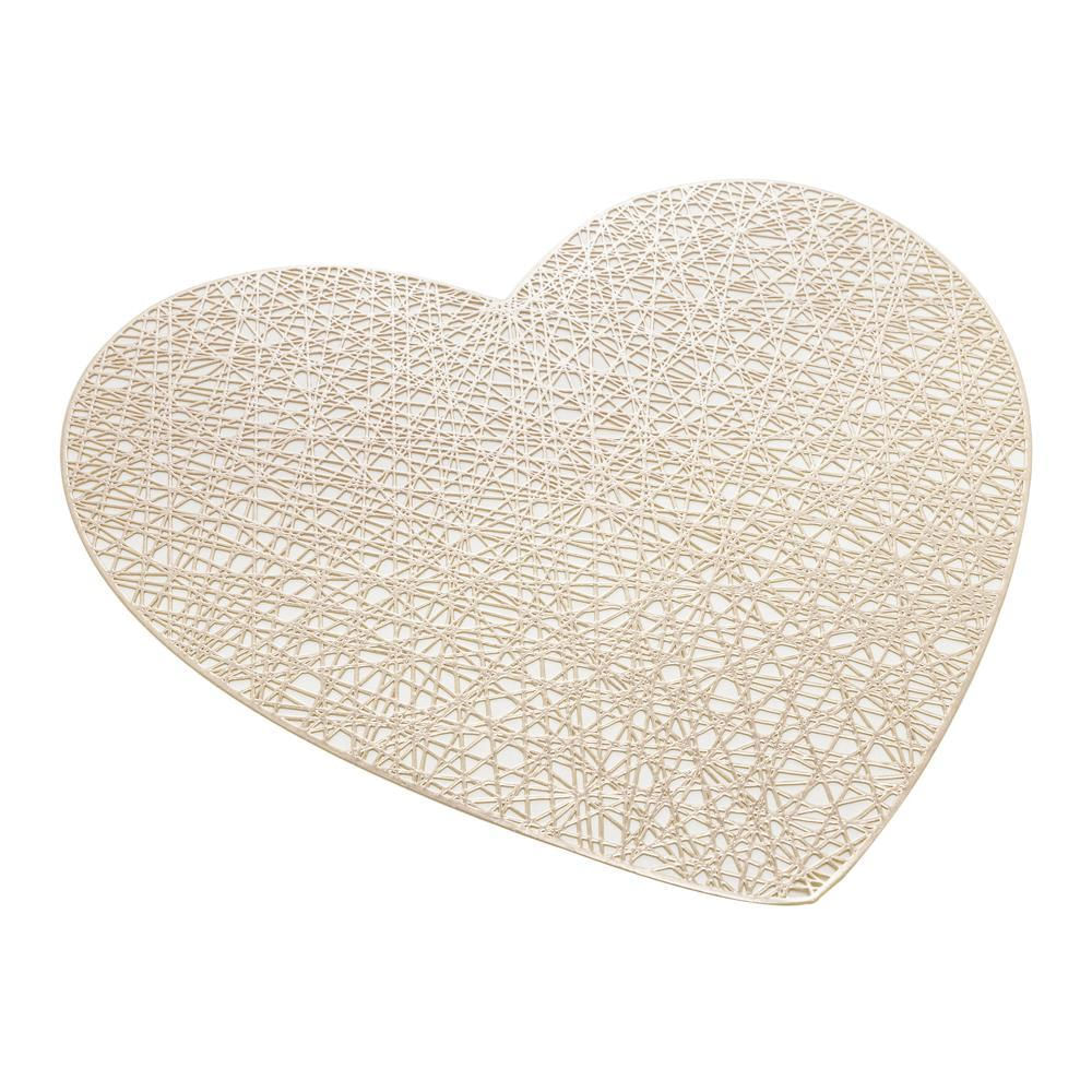 Lugar Americano de PVC Coração Dourado 38cm - Lyor Lugar Americano de PVC Coração Dourado 38cm - Lyor
