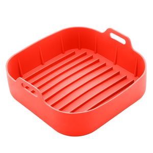 Forma Quadrada de Silicone para Air Fryer Vermelha 20cm