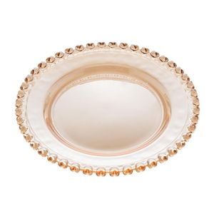 Prato para Sobremesa Cristal Coração Âmbar Metalizado 20cm