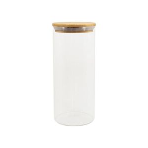 Pote de mantimento Circular em Vidro e Bambu 1600ml