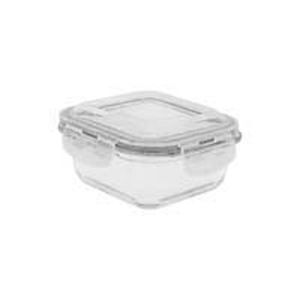 Pote 800Ml De Vidro Com Tampa Transparente Quadrado Raso