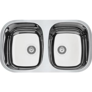 Cuba de embutir Tramontina Isis 2C 34 BL Prime em Aço Inox Alto Brilho 72 x 40 cm com válvula