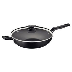 Wok Tramontina Loreto em Alumínio Antiaderente Starflon Max com Tampa de Vidro 28 cm 3,3 L Grafite 20394028