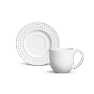Conjunto com 6 Xícaras de Café com Pires Roma Branco 72ml