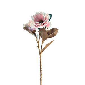 Haste Magnolia X3 Flores Com 8 Folhas Toque Real Rosa 75Cm - Bela Flor