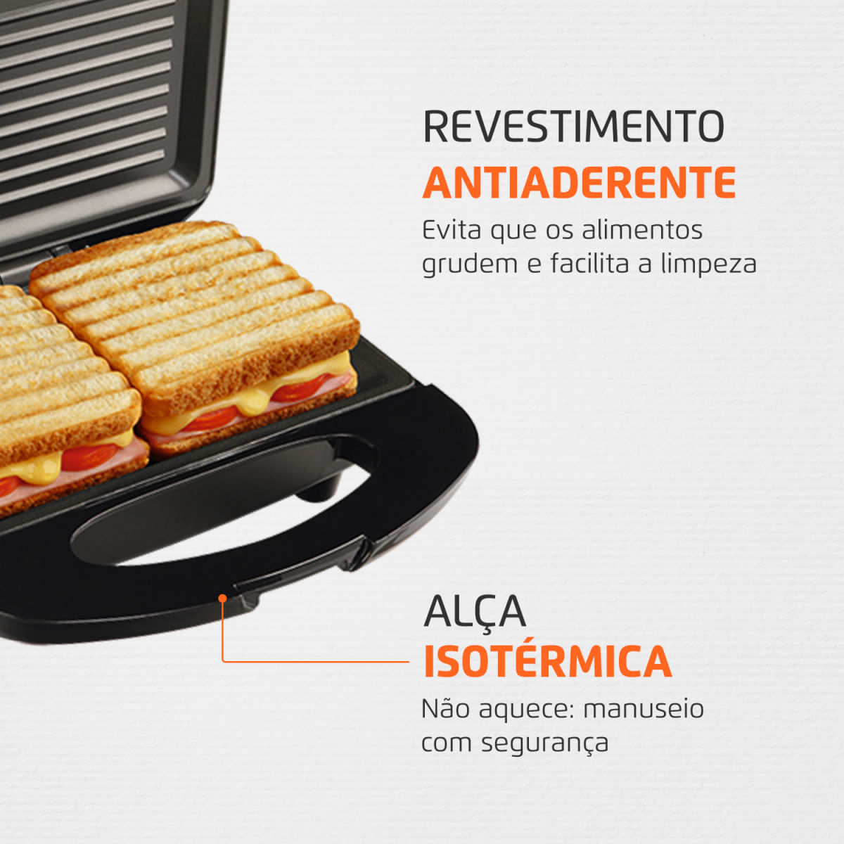 Grill e Sanduicheira Premium Mondial Preto e Inox 800W S-07 Fastshop
