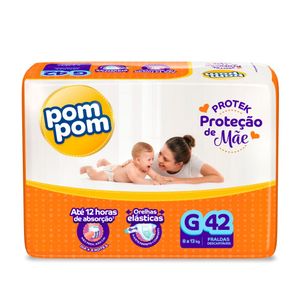 Fralda Pom Pom Derma Protek Proteção de Mãe Mega G com 42un