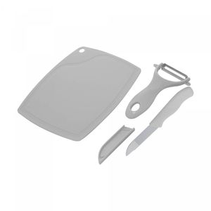 Kit Tábua / Descascador e Faca com Protetor em Cinza