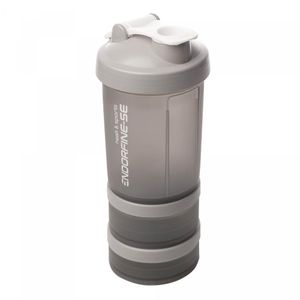 Garrafa Shaker 3 em 1 de Plástico Performance Cinza 620ml