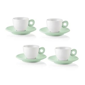 JOGO DE 4 XÍCARAS GUZZINI CAFÉ EXPRESSO 50ML PORCELANA COM PIRES VERDE 81701243
