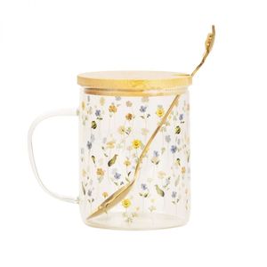 Caneca Com Tampa e Colher Botânica