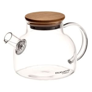 BULE BUGATTI INFUSOR DE CHÁ DE VIDRO BOROSSILICATO COM COADOR DE BICO E TAMPA DE BAMBU 500ML BGB500
