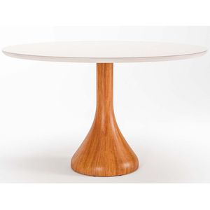 Mesa Dubai Redonda 4 Lugares Tampo Com Vidro 100 x 100 x 79 cm (C x L x A) - Cor Offwhite/Champagne