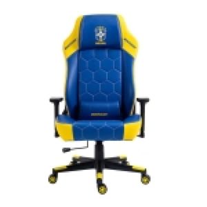Cadeira Gamer Max Racer Profissional Bunker CBF Azul Amarela