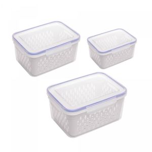 Conjunto 3 Potes Herméticos com Cesto Escorredor Branco