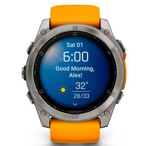 Relógio Garmin Fenix 8X Safira Titânio com Tela de 1,4", Pulseira de Silicone e 32GB