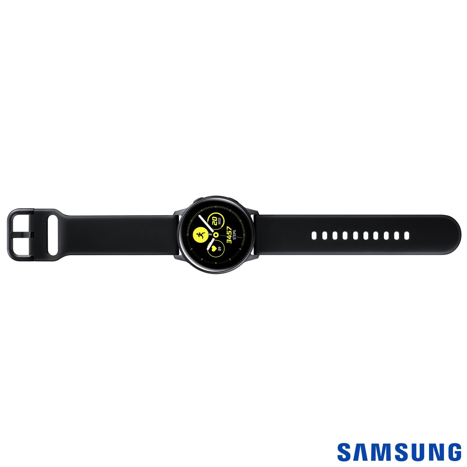 Galaxy Watch Active Samsung Preto com 39 5 mm Pulseira de Silicone Bluetooth NFC e 4GB SM R500NZKAZTO