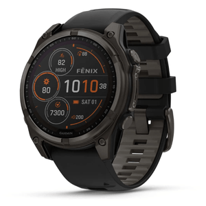 Relógio Garmin Fenix 8 Safira Solar Carbon Gray DLC Titânio com 32GB de Memória