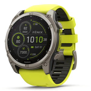 Relógio Garmin Fenix 8X Safira Solar Titânio com Tela de 1,4", Pulseira de Silicone e 32GB