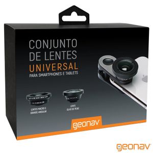 Conjunto de Lentes para Smartphone e Tablets com 03 Lentes Preto - Geonav - LENUNI01