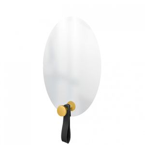 Espelho Funcional Hook Amarelo Com Corino Preto  60x40 cm Oval