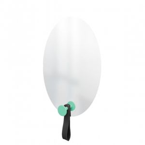 Espelho Funcional Hook Verde  Com Corino Preto  60x40 cm Oval