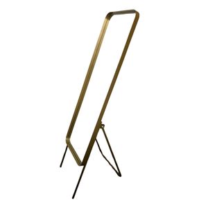 Espelho de Chão Borda Larga Dourado 150x40cm Retangular Cantos