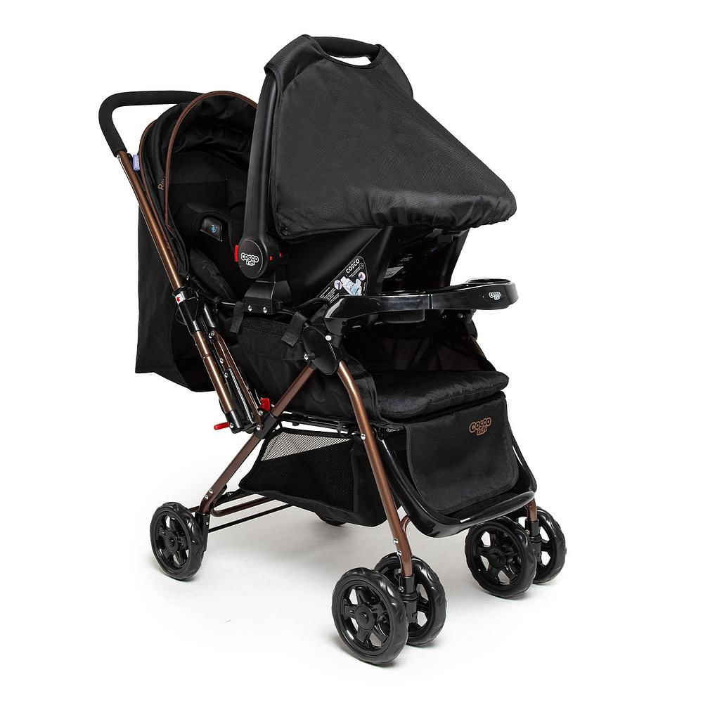 Carrinho com Bebê Conforto Travel System Reverse Preto Bronze