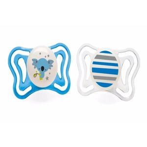 Chupeta de Silicone Physio Light Lumi 6 a 16 meses 2 Unidades Chicco Branco e Azul