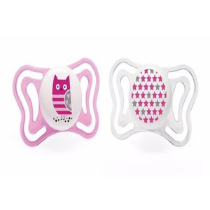 Chupeta de Silicone Physio Light Lumi 6 a 16 meses Chicco Branco e Rosa