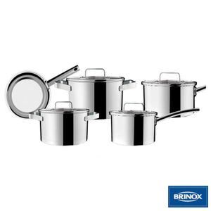 Conjunto de Panelas em Aço Inox e Fundo Triplo com 05 Peças Palazzo -Brinox