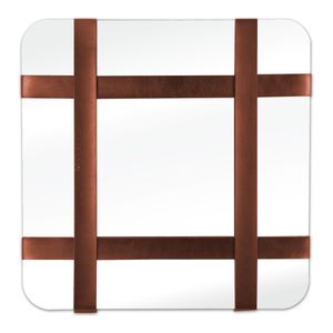 Espelho Decorativo Chess Corino Caramelo 50x50cm Quadrado Cantos