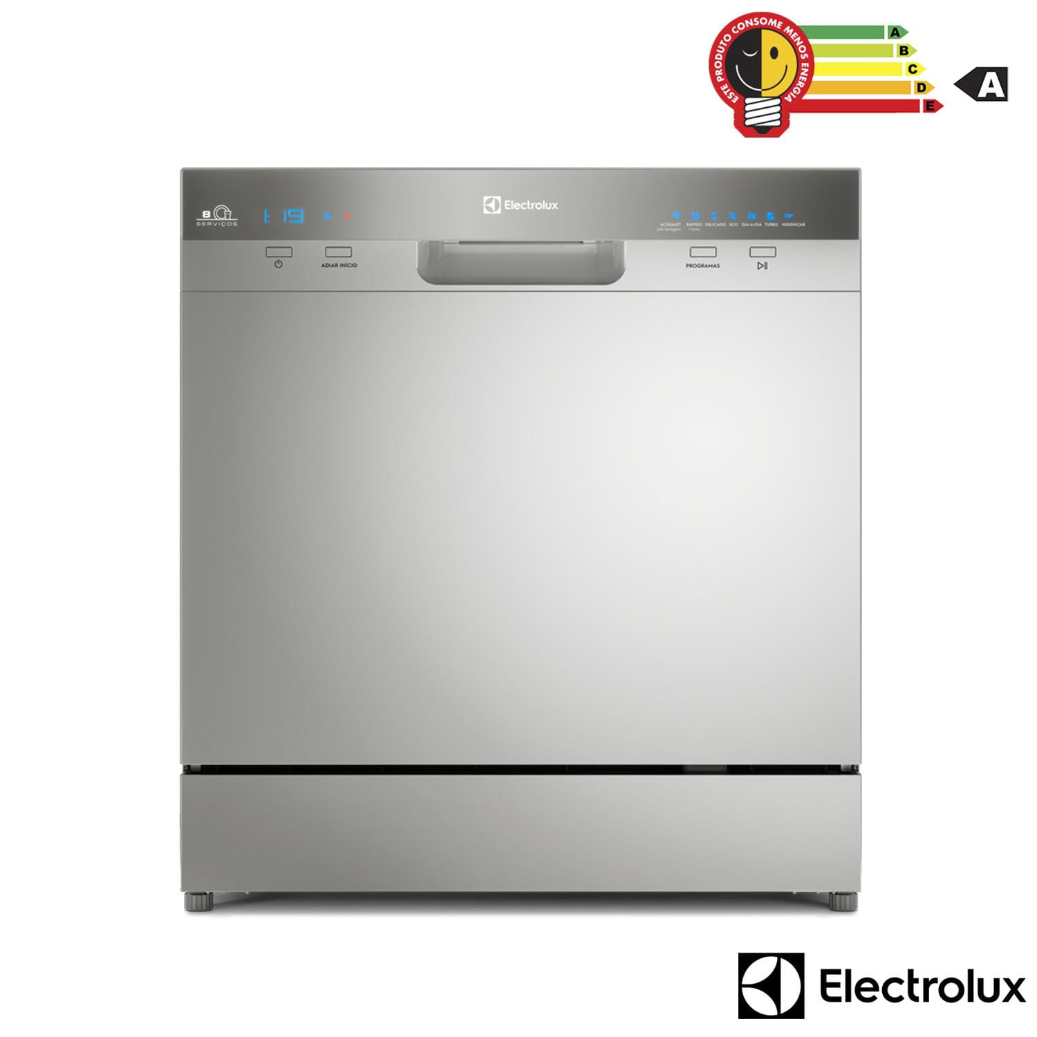 Lava-Louças Electrolux Inox com 08 Serviços, 07 Programas de Lavagem e Painel Blue Touch - LL08S