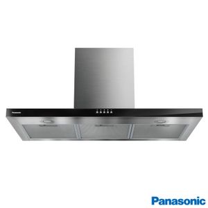 Coifa de Parede Panasonic 90 cm com 03 Velocidades, Design Premium Integrado Aço Inox + Black Glass - FV-9HSDB2