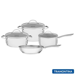 Conjunto de Panelas em Aço Inox com 04 Peças Una - Tramontina
