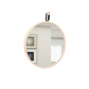 Espelho Decorativo Short Strip Alça Corino 50cm Redondo