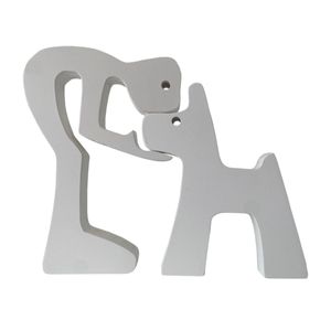 Escultura Decorativa Menino e o Cachorro 18x15cm