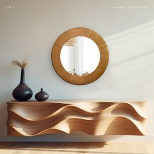 Espelho Decorativo Madrid Corino 60cm Redondo