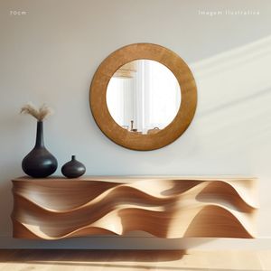 Espelho Decorativo Madrid Corino 70cm Redondo