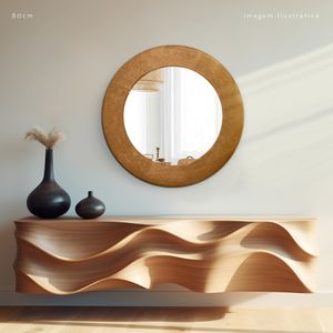 Espelho Decorativo Madrid Corino 80cm Redondo