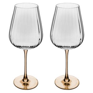 Conjunto com 2 Taças de Vinho com Haste âmbar Classic em Vidro 560ml - Wolff Mesa