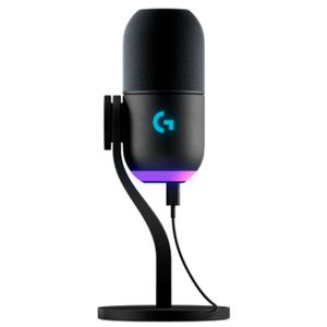 Microfone Dinâmico Gamer Logitech G Yeti GX com RGB LIGHTSYNC, USB Plug and Play para Streaming - Preto