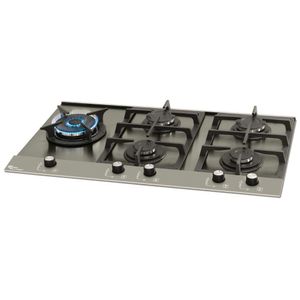 Cooktop a Gás Fischer 5 Bocas Tripla Chama Platinium com Trempe de Ferro Fundido Mesa Aço