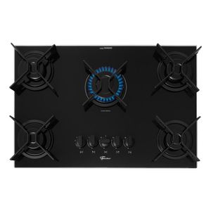 Cooktop a Gás Fischer 5 Bocas Fit Line Preto Trempe Iron