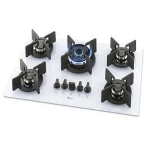 Cooktop a Gás Fischer 5 Bocas Tc Infinity 62470 Mesa Vidro Branco