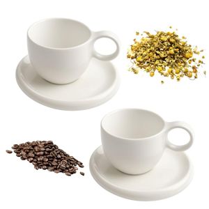 Jogo 2 Xícaras com Pires Café Chá Porcelana Branca 50ml