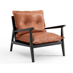 Poltrona Bruxelas Em Madeira Maciça e Estofada 70 x 71 x 87 cm (A x L x P) - Cor Preto Tecido Corino 133A